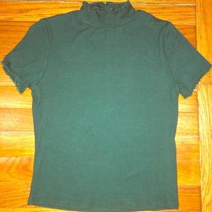 green half turtle neck top